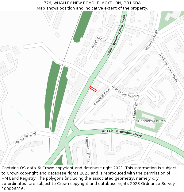 776, WHALLEY NEW ROAD, BLACKBURN, BB1 9BA: Location map and indicative extent of plot