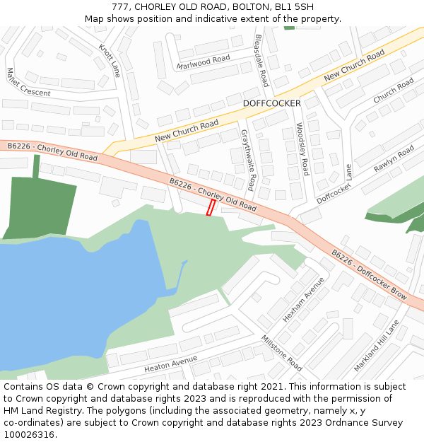 777, CHORLEY OLD ROAD, BOLTON, BL1 5SH: Location map and indicative extent of plot