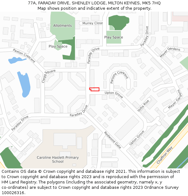 77A, FARADAY DRIVE, SHENLEY LODGE, MILTON KEYNES, MK5 7HQ: Location map and indicative extent of plot