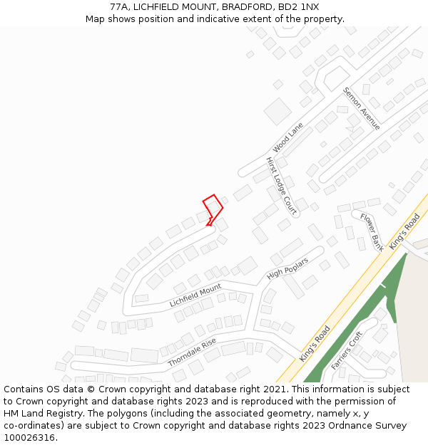 77A, LICHFIELD MOUNT, BRADFORD, BD2 1NX: Location map and indicative extent of plot