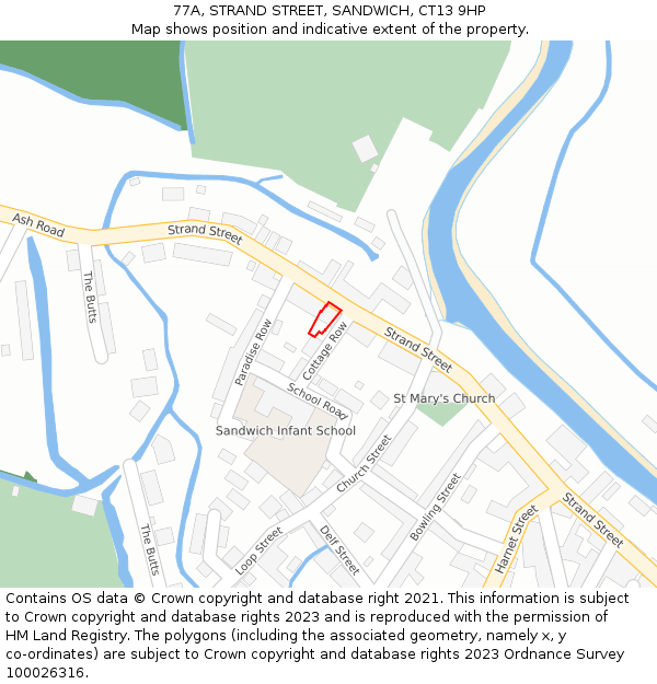 77A, STRAND STREET, SANDWICH, CT13 9HP: Location map and indicative extent of plot