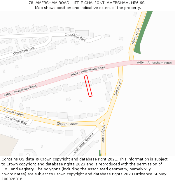 78, AMERSHAM ROAD, LITTLE CHALFONT, AMERSHAM, HP6 6SL: Location map and indicative extent of plot