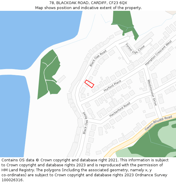 78, BLACKOAK ROAD, CARDIFF, CF23 6QX: Location map and indicative extent of plot