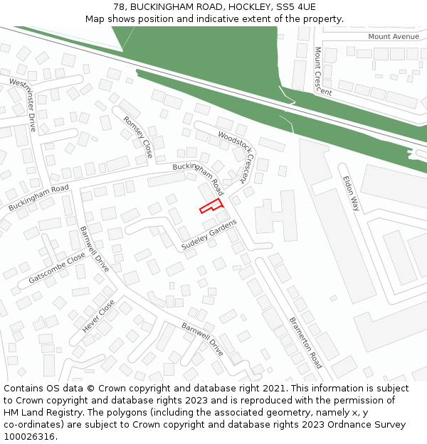 78, BUCKINGHAM ROAD, HOCKLEY, SS5 4UE: Location map and indicative extent of plot