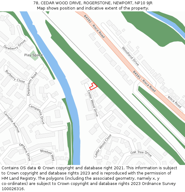 78, CEDAR WOOD DRIVE, ROGERSTONE, NEWPORT, NP10 9JR: Location map and indicative extent of plot