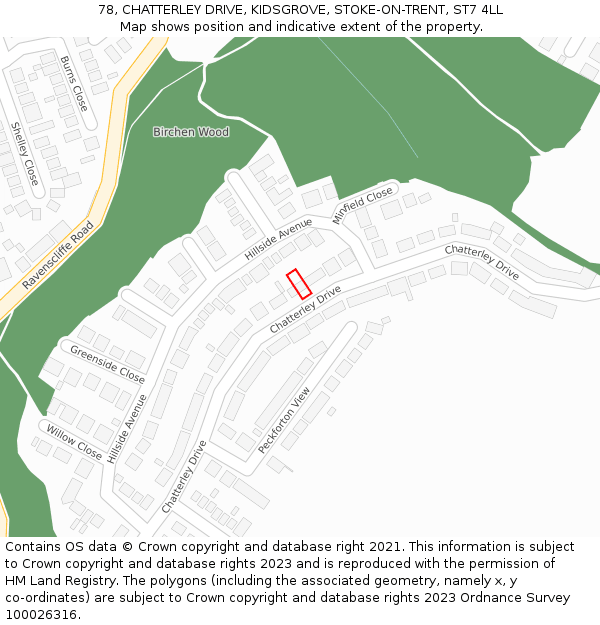 78, CHATTERLEY DRIVE, KIDSGROVE, STOKE-ON-TRENT, ST7 4LL: Location map and indicative extent of plot