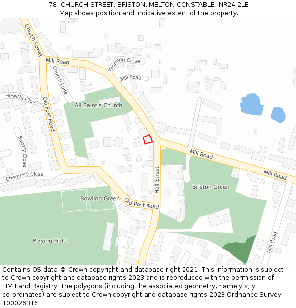 78, CHURCH STREET, BRISTON, MELTON CONSTABLE, NR24 2LE: Location map and indicative extent of plot