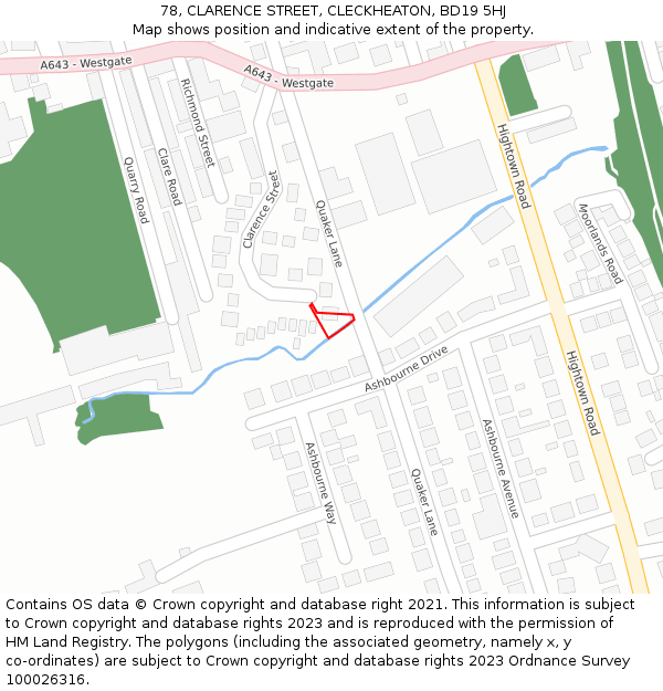 78, CLARENCE STREET, CLECKHEATON, BD19 5HJ: Location map and indicative extent of plot