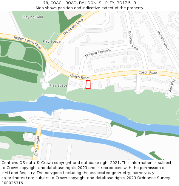 78, COACH ROAD, BAILDON, SHIPLEY, BD17 5HR: Location map and indicative extent of plot