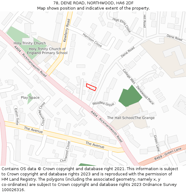 78, DENE ROAD, NORTHWOOD, HA6 2DF: Location map and indicative extent of plot