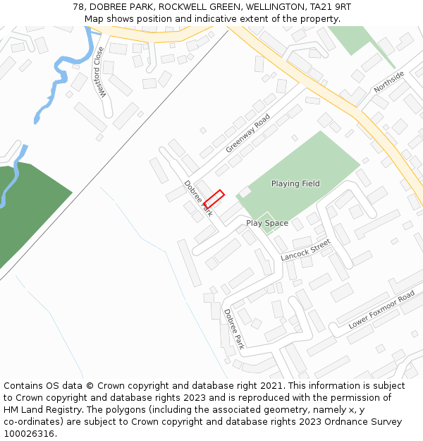 78, DOBREE PARK, ROCKWELL GREEN, WELLINGTON, TA21 9RT: Location map and indicative extent of plot