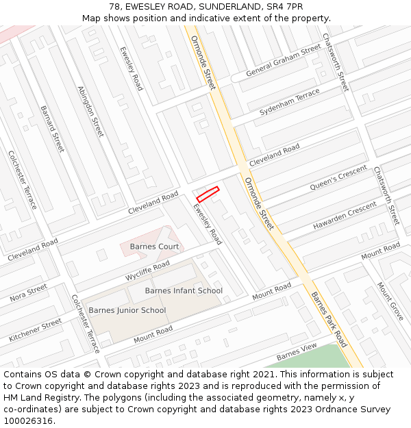 78, EWESLEY ROAD, SUNDERLAND, SR4 7PR: Location map and indicative extent of plot