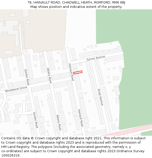 78, HAINAULT ROAD, CHADWELL HEATH, ROMFORD, RM6 6BJ: Location map and indicative extent of plot
