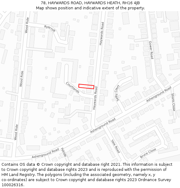 78, HAYWARDS ROAD, HAYWARDS HEATH, RH16 4JB: Location map and indicative extent of plot