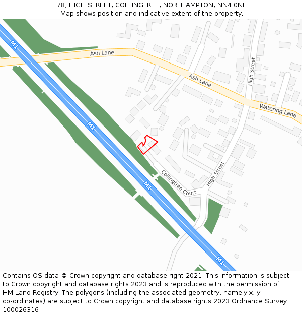 78, HIGH STREET, COLLINGTREE, NORTHAMPTON, NN4 0NE: Location map and indicative extent of plot