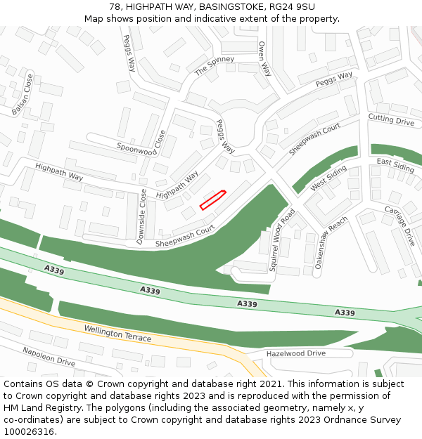 78, HIGHPATH WAY, BASINGSTOKE, RG24 9SU: Location map and indicative extent of plot