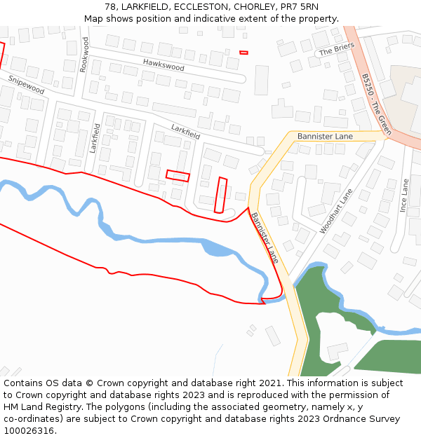 78, LARKFIELD, ECCLESTON, CHORLEY, PR7 5RN: Location map and indicative extent of plot