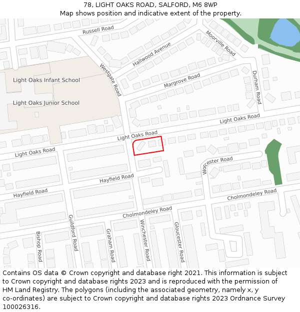 78, LIGHT OAKS ROAD, SALFORD, M6 8WP: Location map and indicative extent of plot