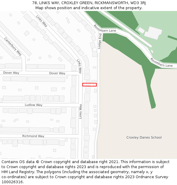 78, LINKS WAY, CROXLEY GREEN, RICKMANSWORTH, WD3 3RJ: Location map and indicative extent of plot