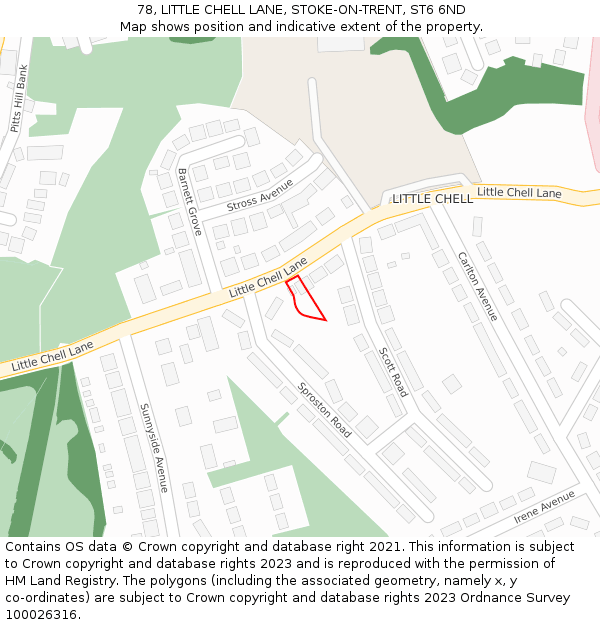 78, LITTLE CHELL LANE, STOKE-ON-TRENT, ST6 6ND: Location map and indicative extent of plot