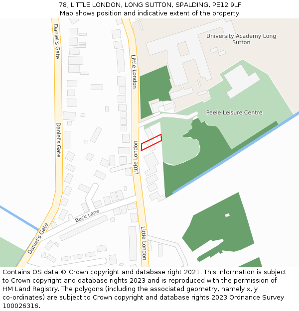 78, LITTLE LONDON, LONG SUTTON, SPALDING, PE12 9LF: Location map and indicative extent of plot