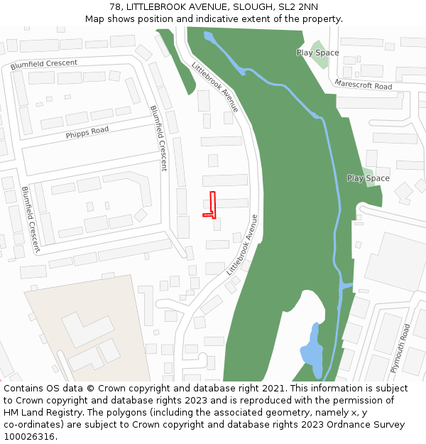 78, LITTLEBROOK AVENUE, SLOUGH, SL2 2NN: Location map and indicative extent of plot