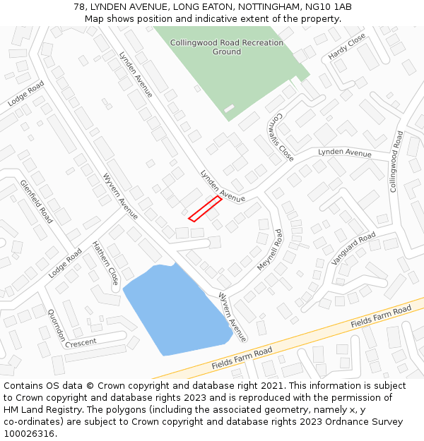 78, LYNDEN AVENUE, LONG EATON, NOTTINGHAM, NG10 1AB: Location map and indicative extent of plot