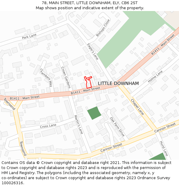 78, MAIN STREET, LITTLE DOWNHAM, ELY, CB6 2ST: Location map and indicative extent of plot