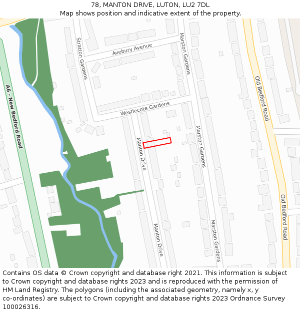 78, MANTON DRIVE, LUTON, LU2 7DL: Location map and indicative extent of plot