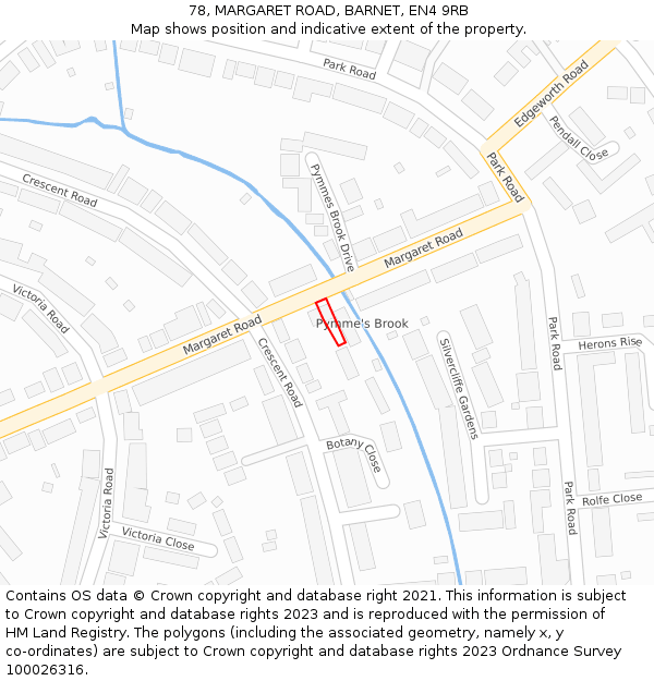 78, MARGARET ROAD, BARNET, EN4 9RB: Location map and indicative extent of plot