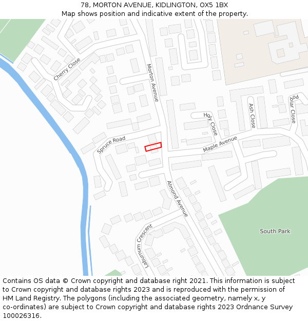 78, MORTON AVENUE, KIDLINGTON, OX5 1BX: Location map and indicative extent of plot