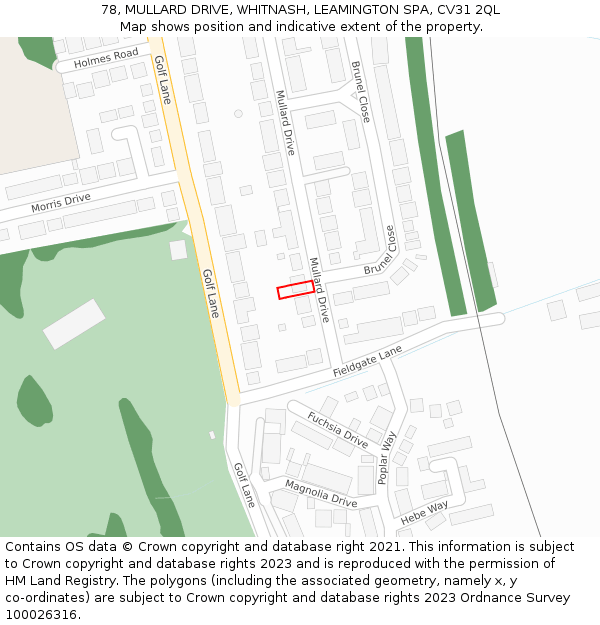 78, MULLARD DRIVE, WHITNASH, LEAMINGTON SPA, CV31 2QL: Location map and indicative extent of plot