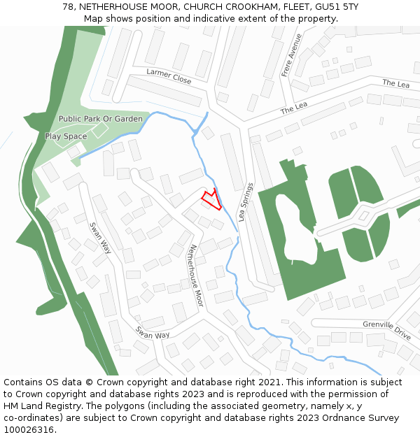 78, NETHERHOUSE MOOR, CHURCH CROOKHAM, FLEET, GU51 5TY: Location map and indicative extent of plot