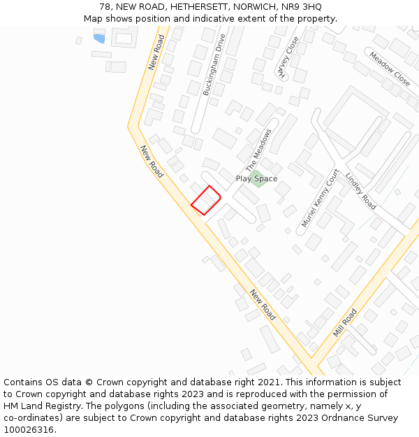 78, NEW ROAD, HETHERSETT, NORWICH, NR9 3HQ: Location map and indicative extent of plot