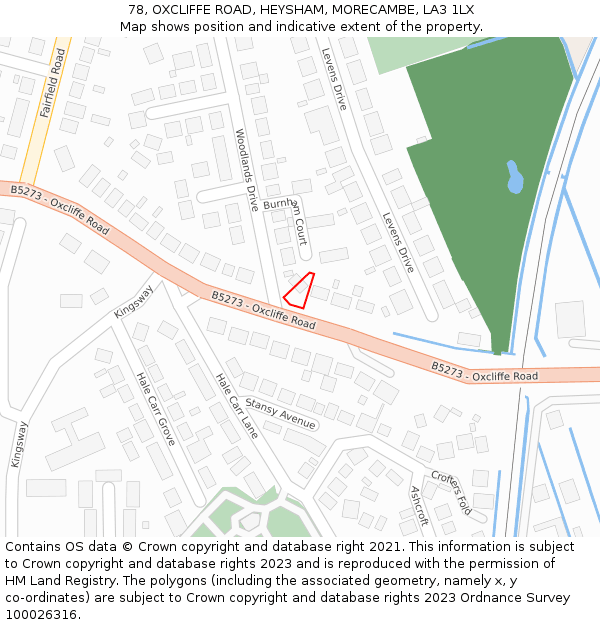 78, OXCLIFFE ROAD, HEYSHAM, MORECAMBE, LA3 1LX: Location map and indicative extent of plot