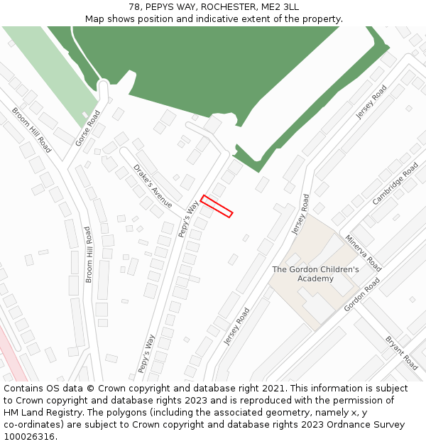 78, PEPYS WAY, ROCHESTER, ME2 3LL: Location map and indicative extent of plot
