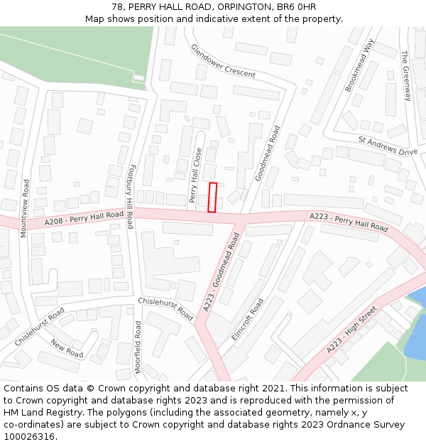 78, PERRY HALL ROAD, ORPINGTON, BR6 0HR: Location map and indicative extent of plot