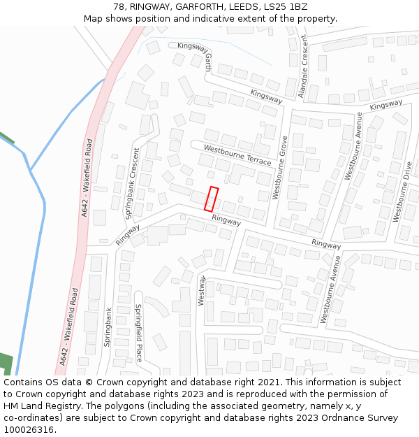 78, RINGWAY, GARFORTH, LEEDS, LS25 1BZ: Location map and indicative extent of plot
