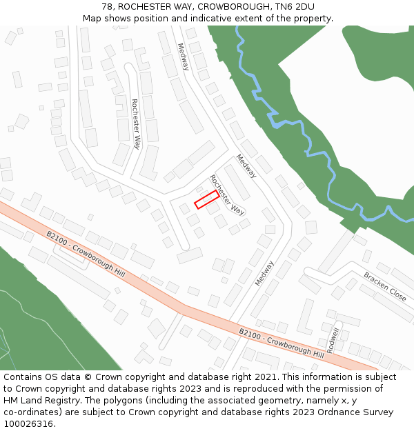 78, ROCHESTER WAY, CROWBOROUGH, TN6 2DU: Location map and indicative extent of plot