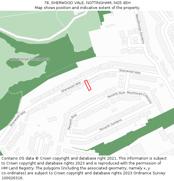 78, SHERWOOD VALE, NOTTINGHAM, NG5 4EH: Location map and indicative extent of plot