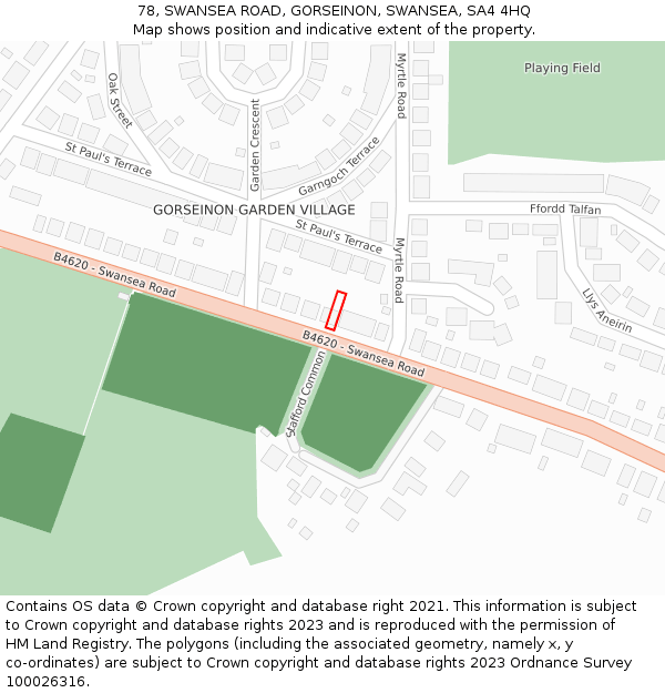 78, SWANSEA ROAD, GORSEINON, SWANSEA, SA4 4HQ: Location map and indicative extent of plot