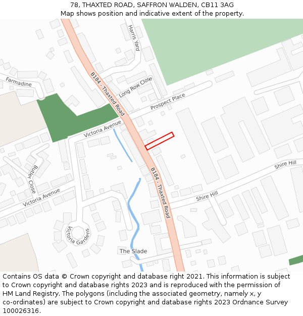 78, THAXTED ROAD, SAFFRON WALDEN, CB11 3AG: Location map and indicative extent of plot