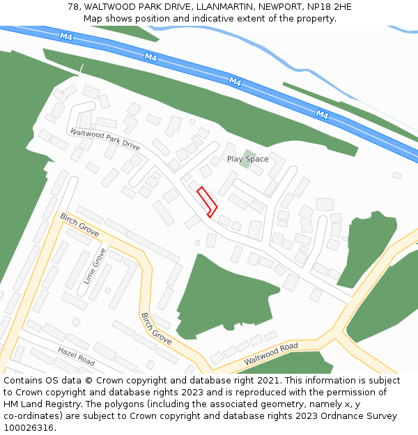 78, WALTWOOD PARK DRIVE, LLANMARTIN, NEWPORT, NP18 2HE: Location map and indicative extent of plot