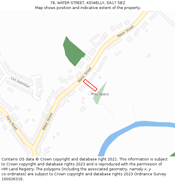 78, WATER STREET, KIDWELLY, SA17 5BZ: Location map and indicative extent of plot