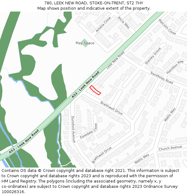 780, LEEK NEW ROAD, STOKE-ON-TRENT, ST2 7HY: Location map and indicative extent of plot