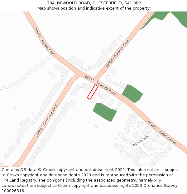 784, NEWBOLD ROAD, CHESTERFIELD, S41 9RP: Location map and indicative extent of plot