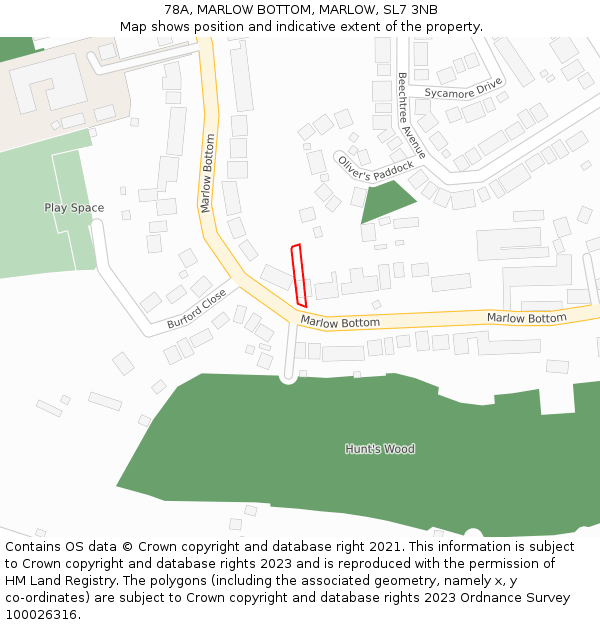 78A, MARLOW BOTTOM, MARLOW, SL7 3NB: Location map and indicative extent of plot