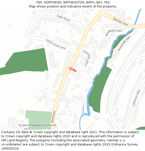 78A, NORTHEND, BATHEASTON, BATH, BA1 7ES: Location map and indicative extent of plot