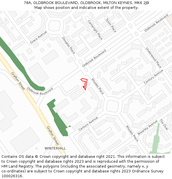 78A, OLDBROOK BOULEVARD, OLDBROOK, MILTON KEYNES, MK6 2JB: Location map and indicative extent of plot