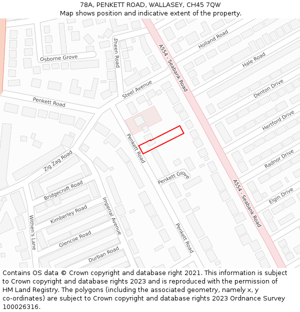 78A, PENKETT ROAD, WALLASEY, CH45 7QW: Location map and indicative extent of plot